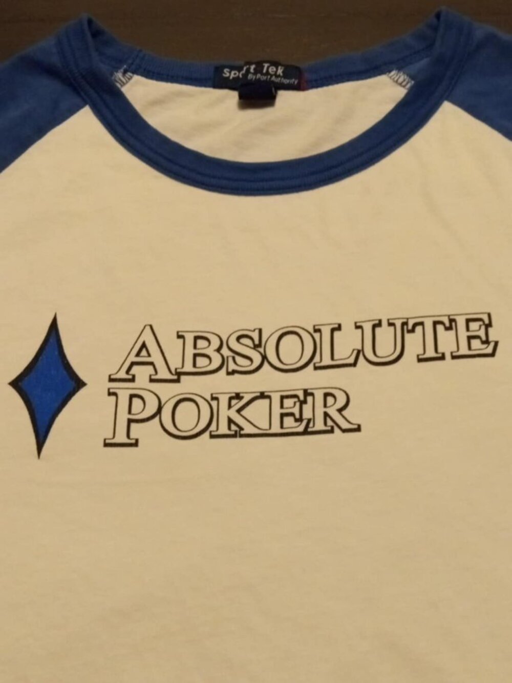 Vintage Absolute Poker Baseball Shirt 3/4 Sleeve Online Poker XL .. Collectible